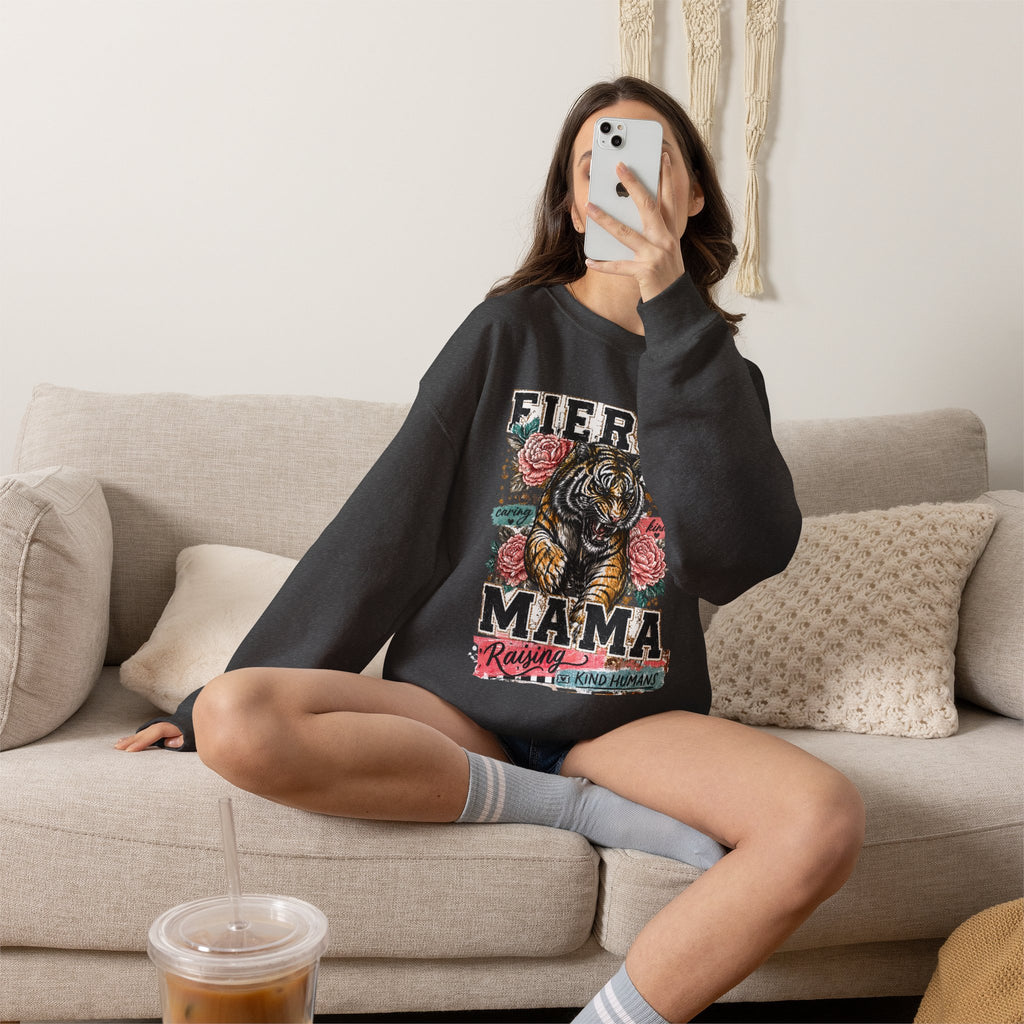 Fierce Mama Sweatshirt — 'Fierce Mama: Raising Kind Humans' Graphic Crewneck