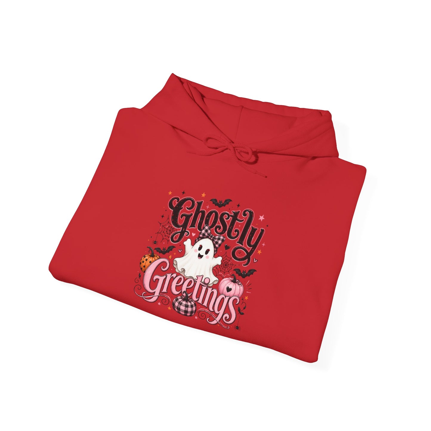 Ghostly Greetings Hoodie — Cute Retro Halloween Ghost Pullover