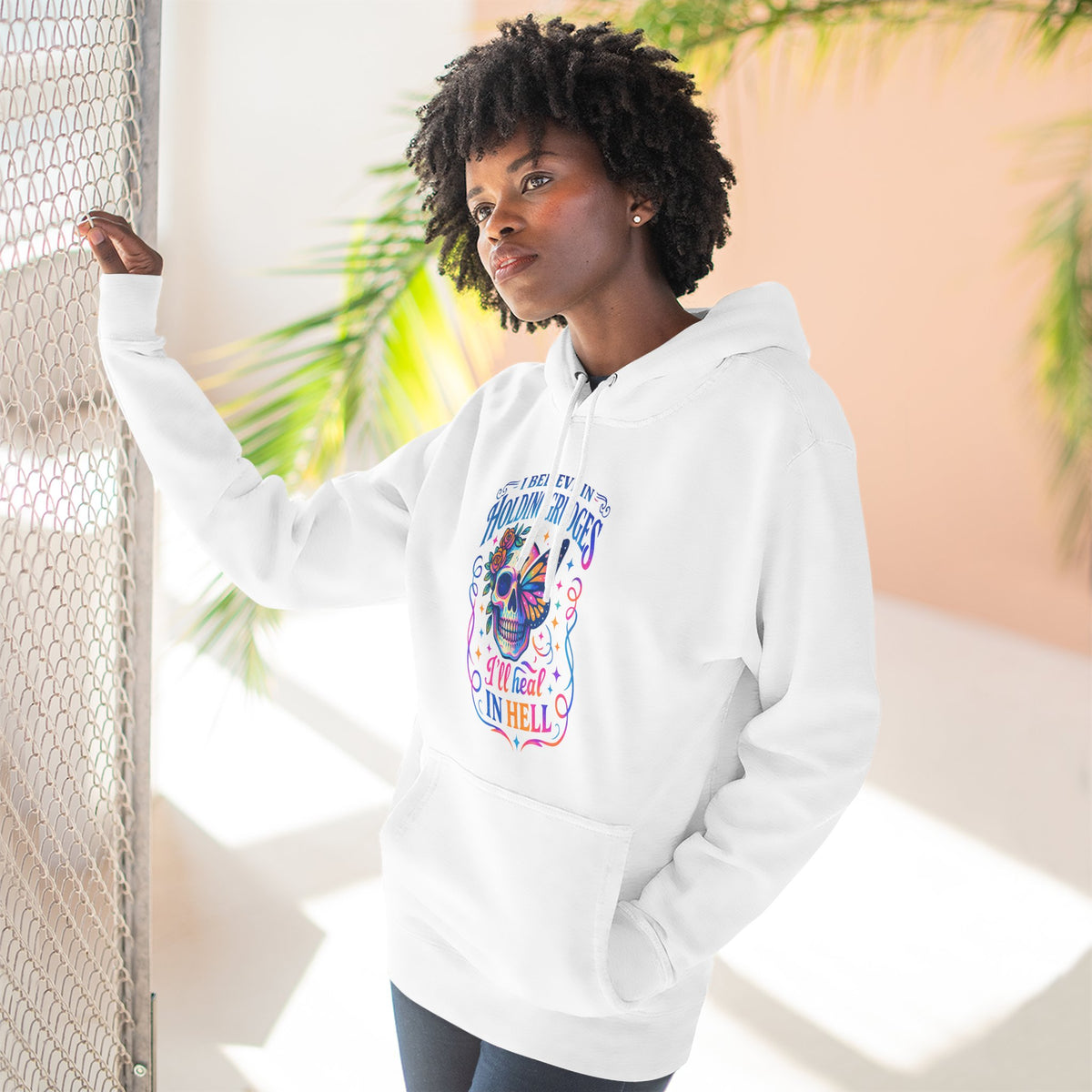 Skull & Butterfly Hoodie — "I Believe in Holding Grudges, I’ll Meet You in Hell" Graphic Hoodie