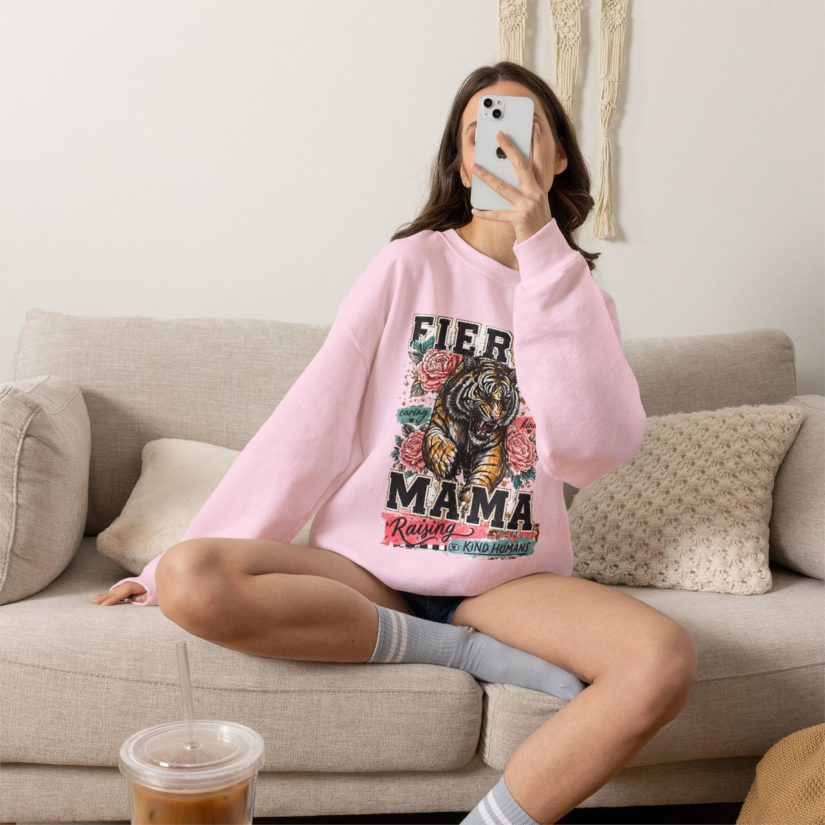 Fierce Mama Sweatshirt — 'Fierce Mama: Raising Kind Humans' Graphic Crewneck