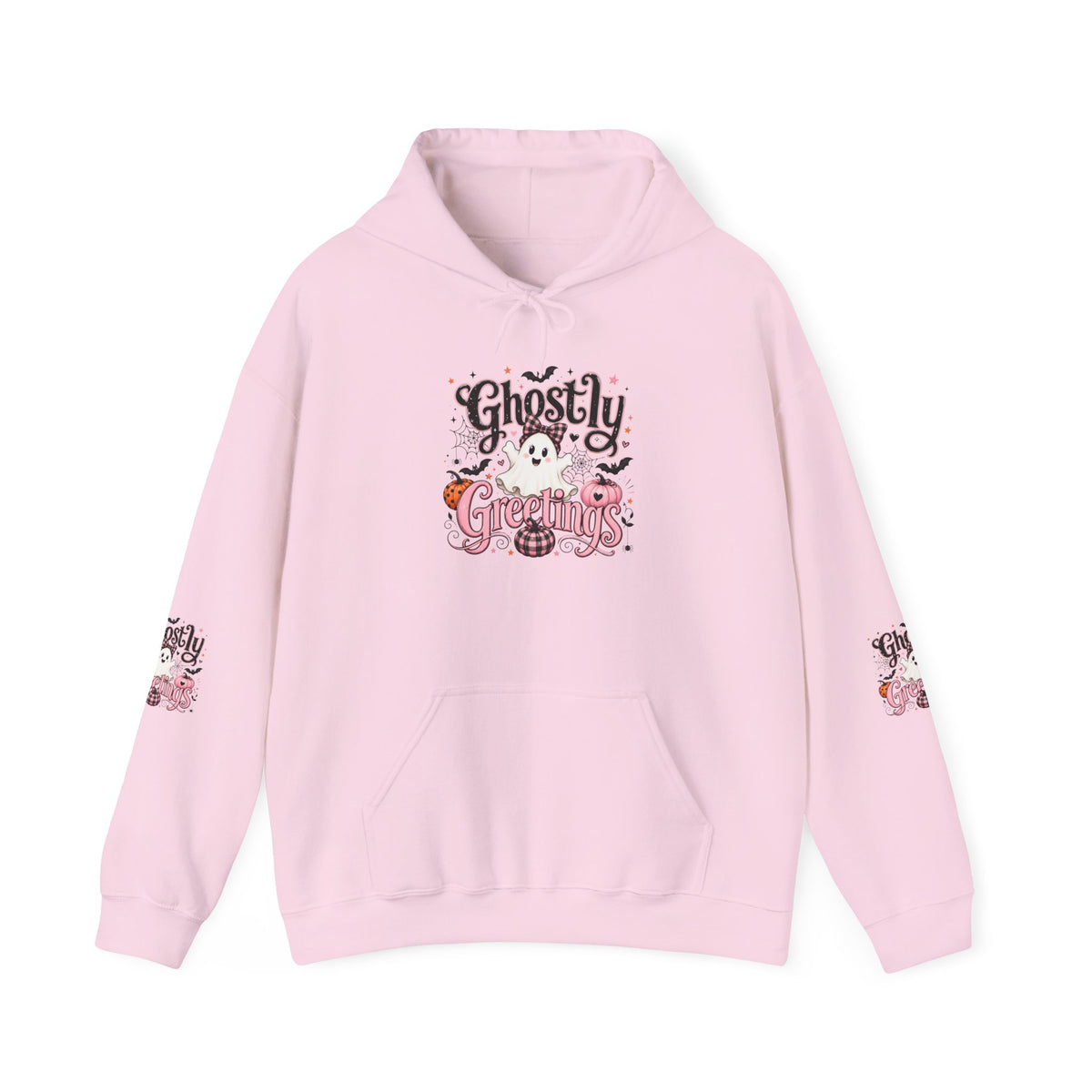 Ghostly Greetings Hoodie — Cute Retro Halloween Ghost Pullover