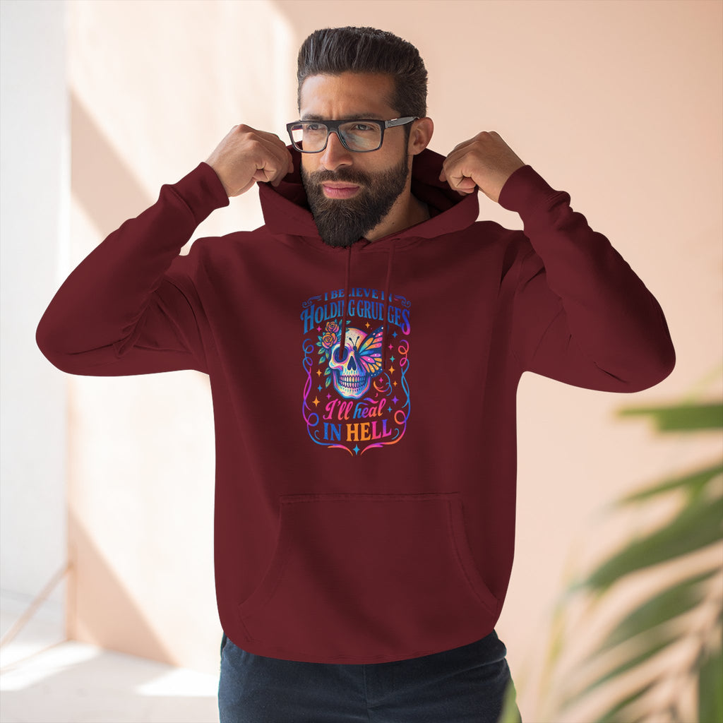Skull & Butterfly Hoodie — "I Believe in Holding Grudges, I’ll Meet You in Hell" Graphic Hoodie