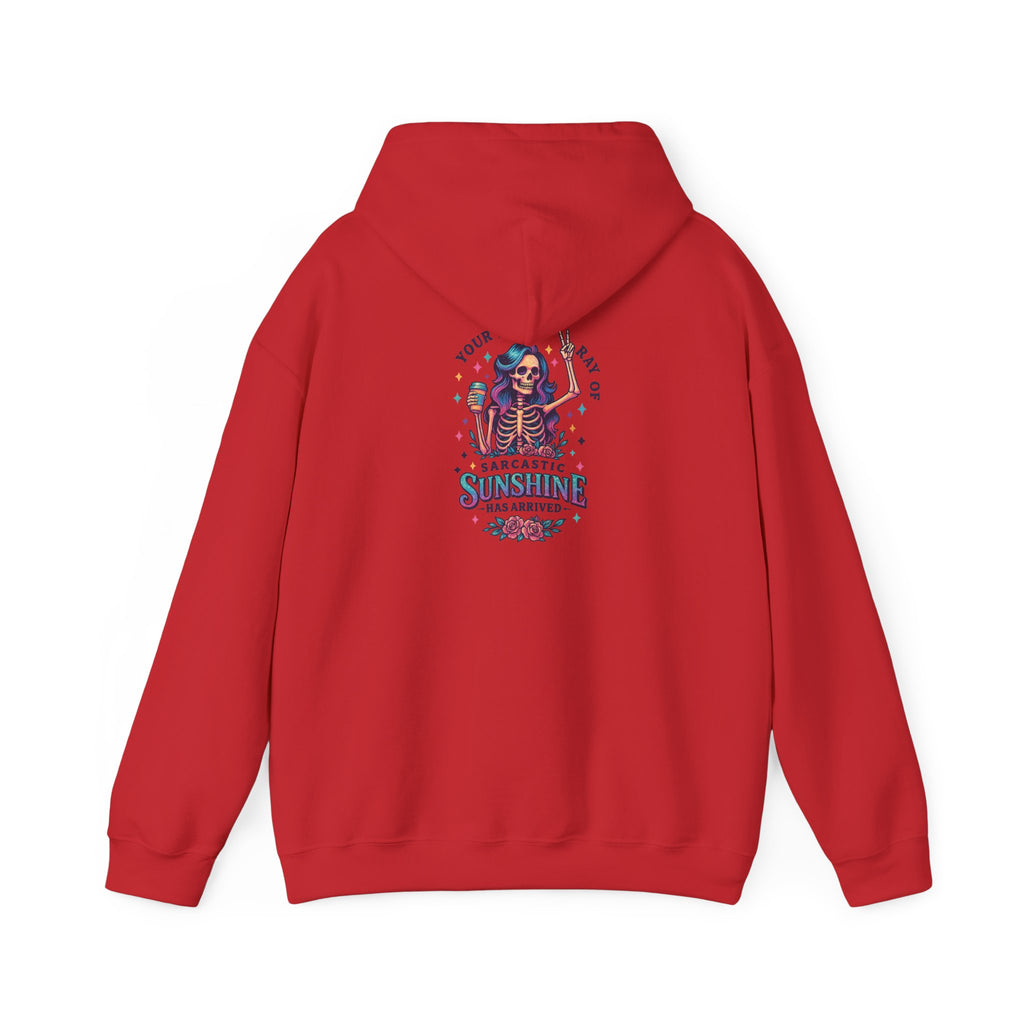 Sarcastic Skeleton Hoodie — "You're Late? Sarcastic Satisfaction" Graphic Pullover