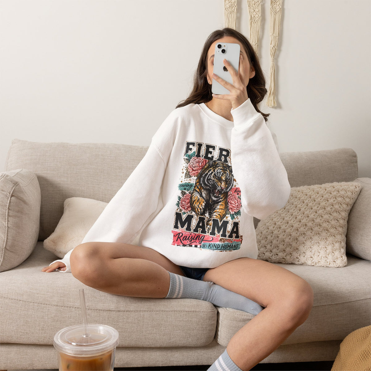 Fierce Mama Sweatshirt — 'Fierce Mama: Raising Kind Humans' Graphic Crewneck