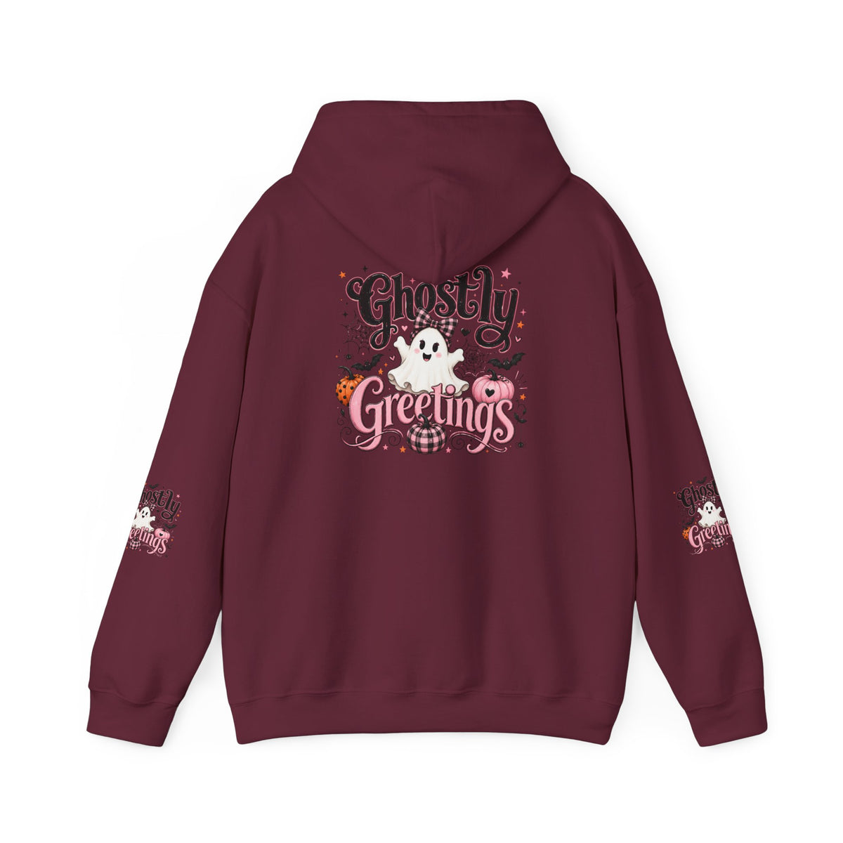 Ghostly Greetings Hoodie — Cute Retro Halloween Ghost Pullover