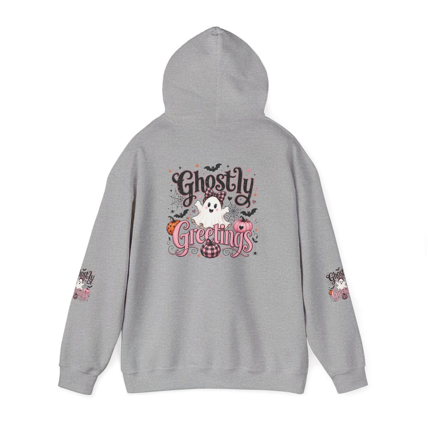 Ghostly Greetings Hoodie — Cute Retro Halloween Ghost Pullover