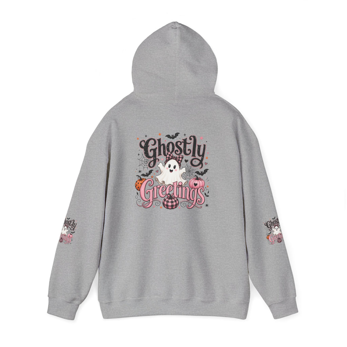 Ghostly Greetings Hoodie — Cute Retro Halloween Ghost Pullover