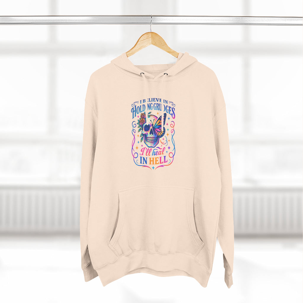 Skull & Butterfly Hoodie — "I Believe in Holding Grudges, I’ll Meet You in Hell" Graphic Hoodie