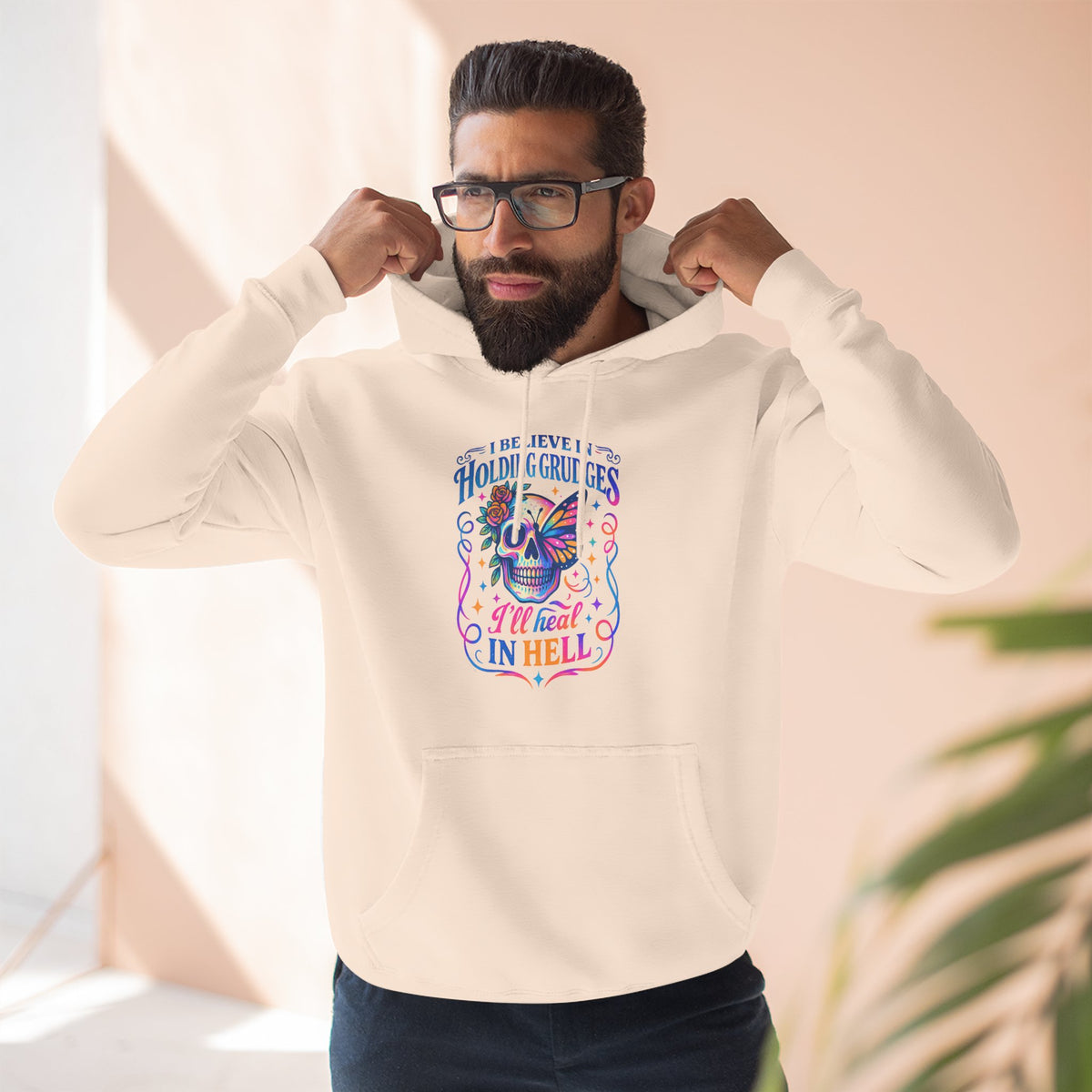 Skull & Butterfly Hoodie — "I Believe in Holding Grudges, I’ll Meet You in Hell" Graphic Hoodie