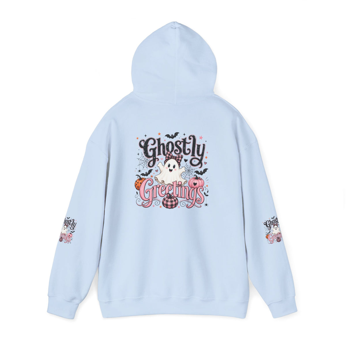 Ghostly Greetings Hoodie — Cute Retro Halloween Ghost Pullover
