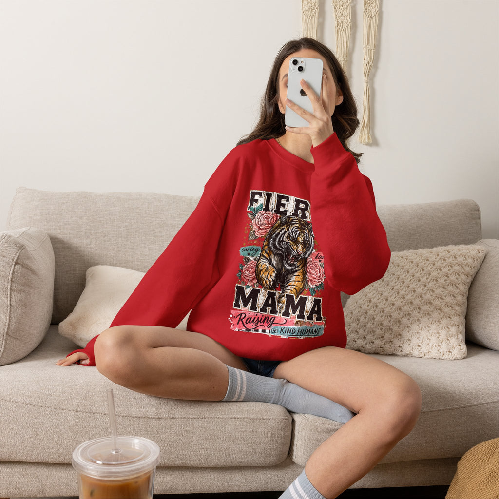 Fierce Mama Sweatshirt — 'Fierce Mama: Raising Kind Humans' Graphic Crewneck