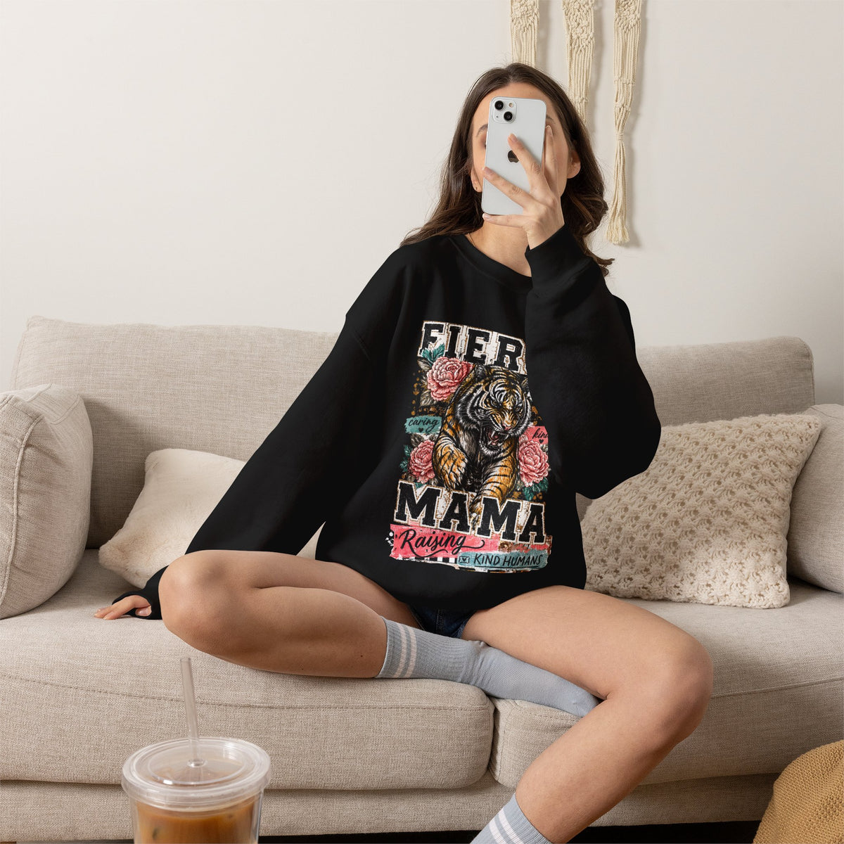 Fierce Mama Sweatshirt — 'Fierce Mama: Raising Kind Humans' Graphic Crewneck