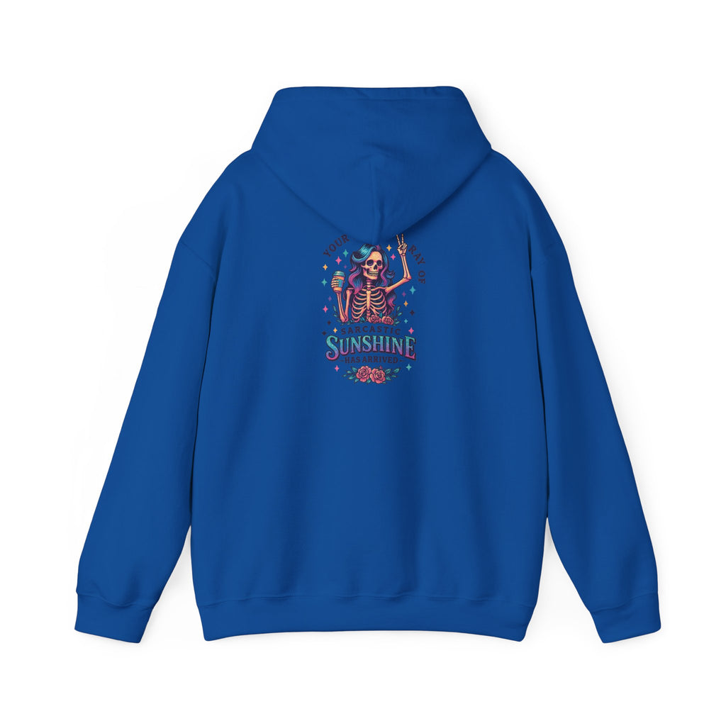 Sarcastic Skeleton Hoodie — "You're Late? Sarcastic Satisfaction" Graphic Pullover