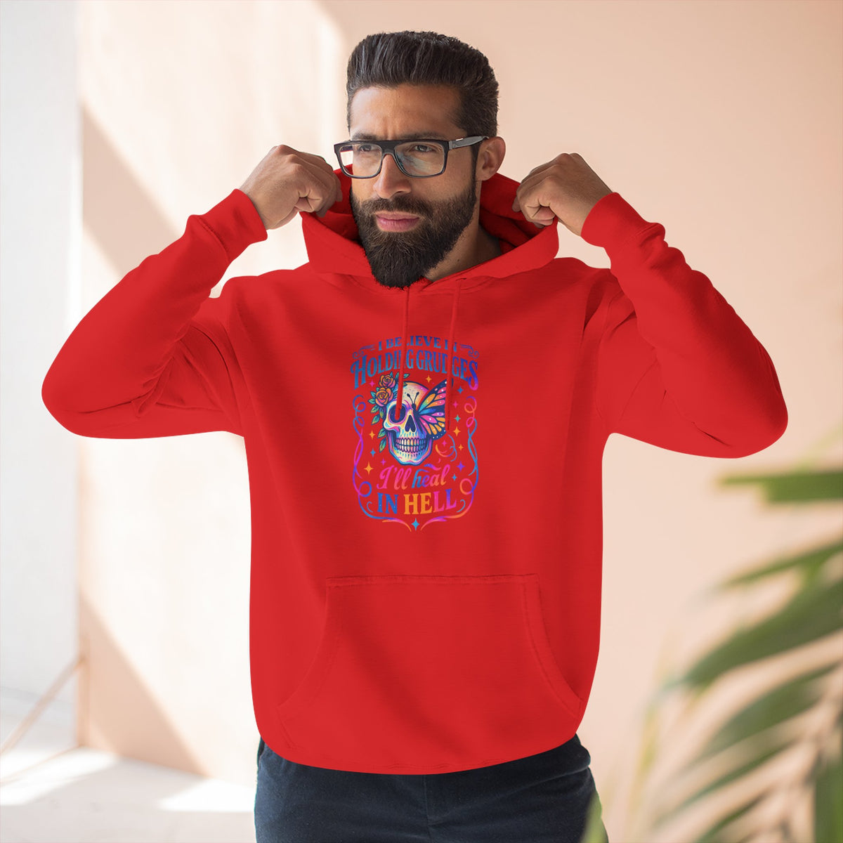 Skull & Butterfly Hoodie — "I Believe in Holding Grudges, I’ll Meet You in Hell" Graphic Hoodie