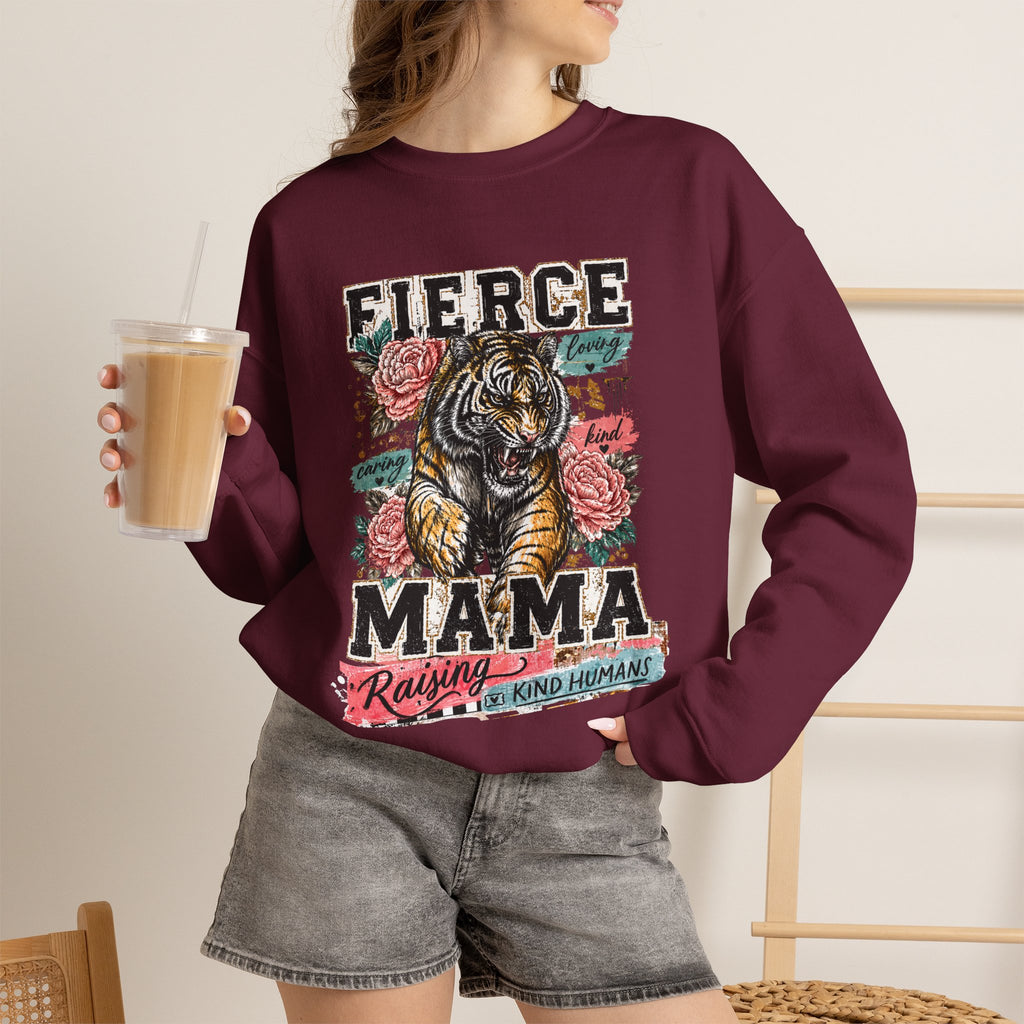 Fierce Mama Sweatshirt — 'Fierce Mama: Raising Kind Humans' Graphic Crewneck