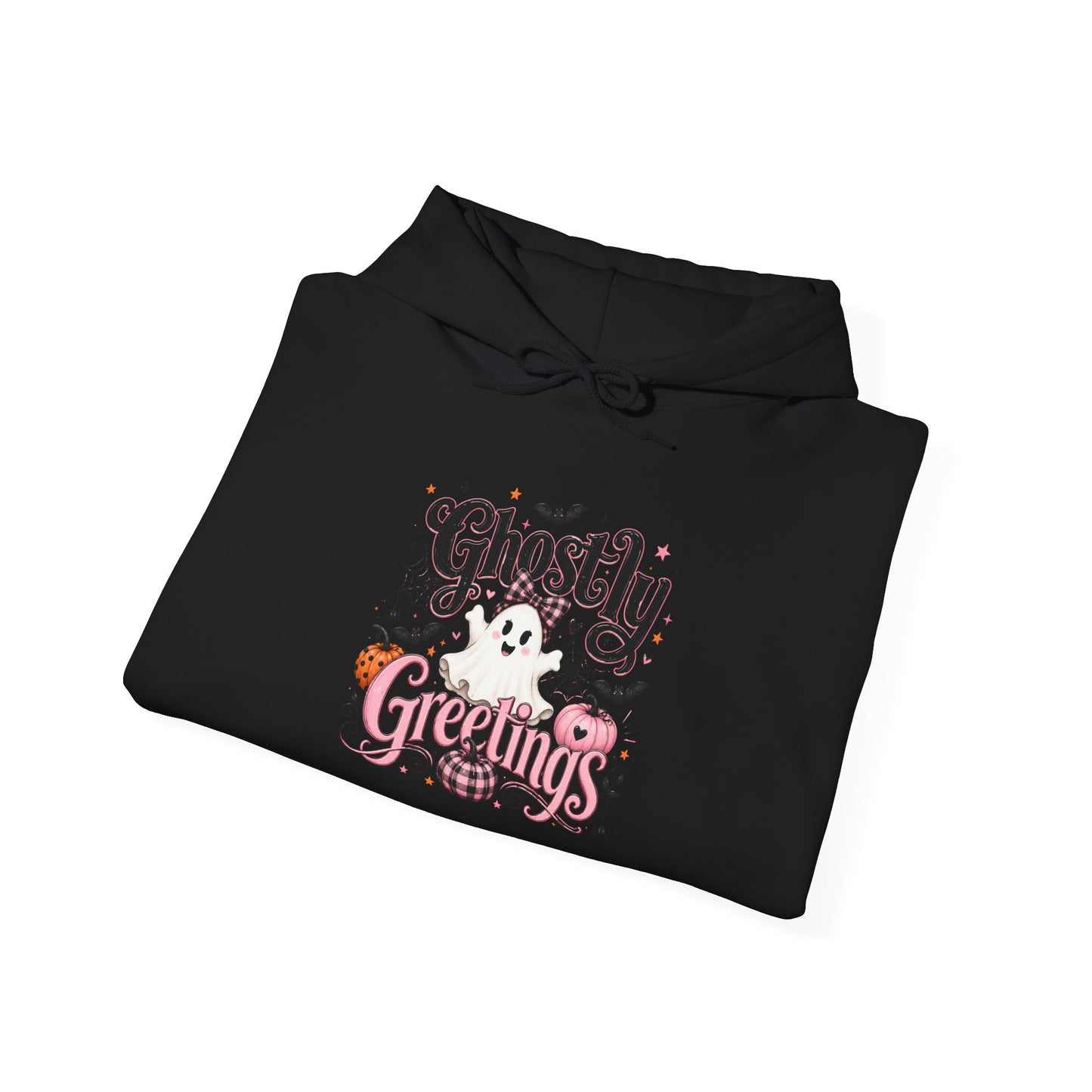 Ghostly Greetings Hoodie — Cute Retro Halloween Ghost Pullover