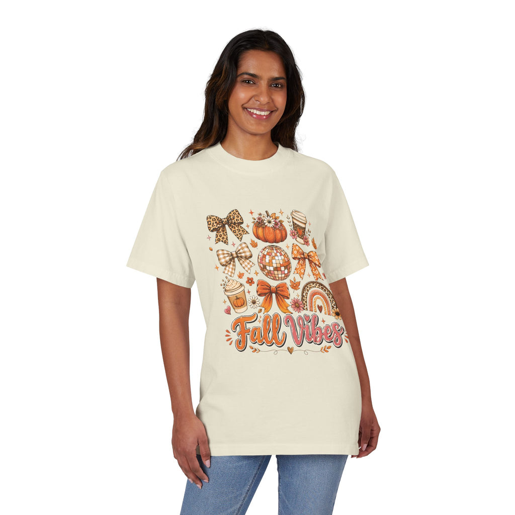 Fall Vibes Graphic T-Shirt — Autumn Pumpkin, Coffee & Cozy Icons Tee