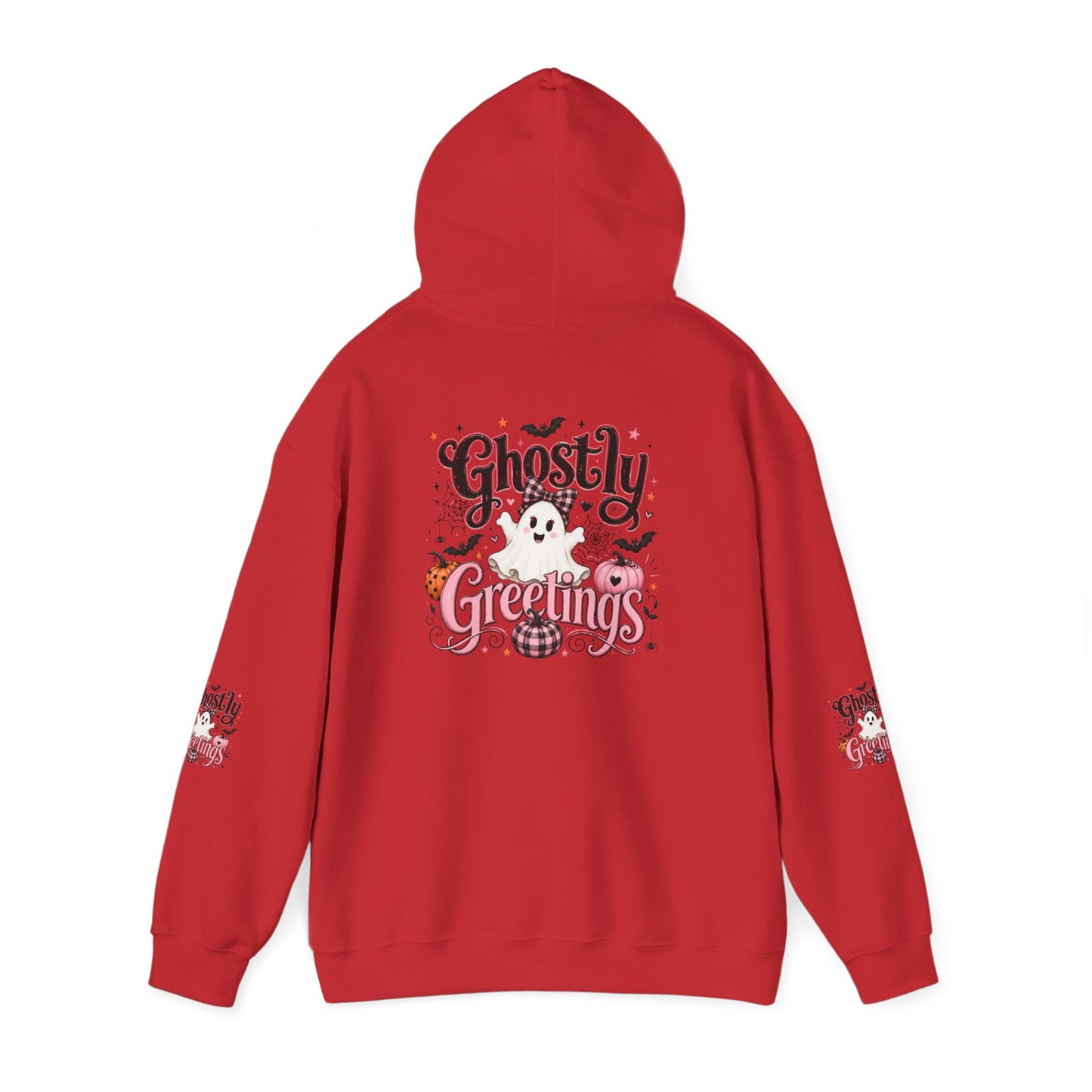 Ghostly Greetings Hoodie — Cute Retro Halloween Ghost Pullover