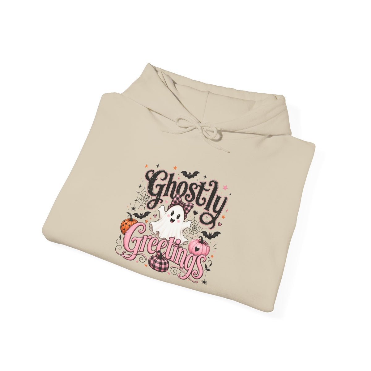 Ghostly Greetings Hoodie — Cute Retro Halloween Ghost Pullover