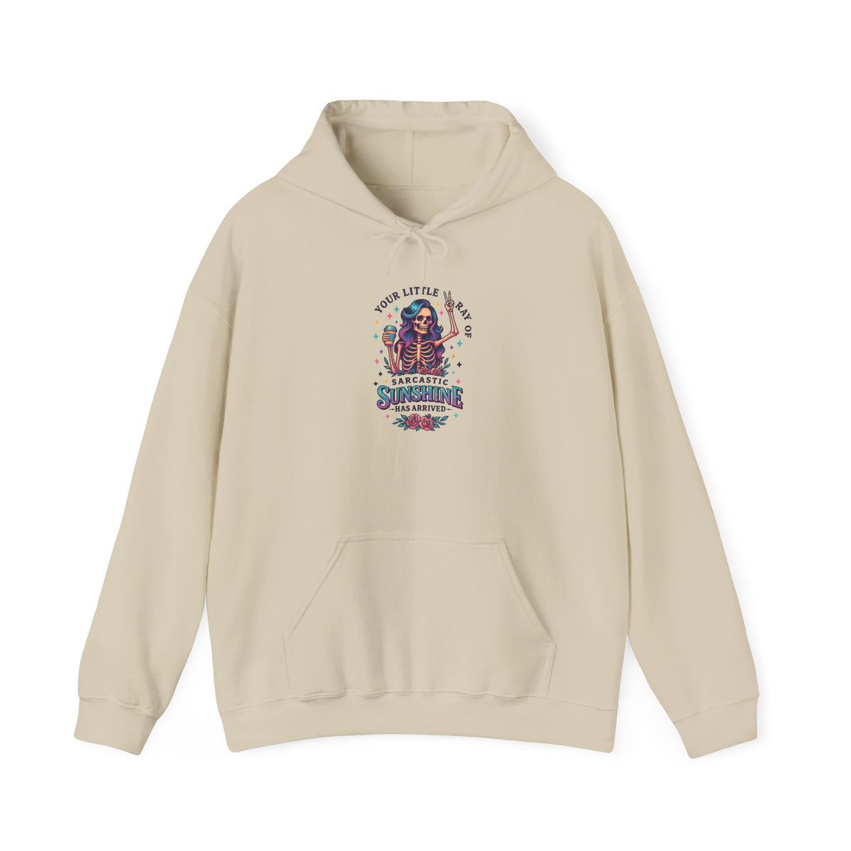Sarcastic Skeleton Hoodie — "You're Late? Sarcastic Satisfaction" Graphic Pullover