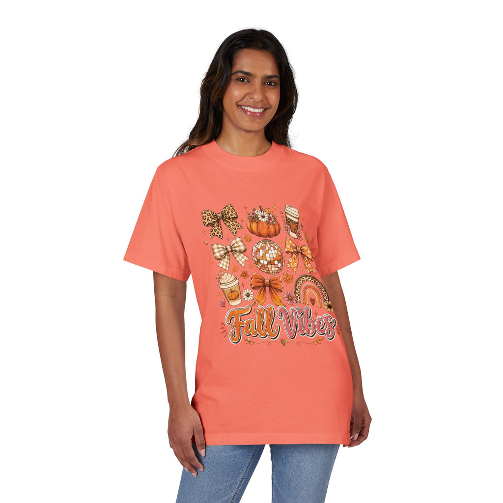 Fall Vibes Graphic T-Shirt — Autumn Pumpkin, Coffee & Cozy Icons Tee