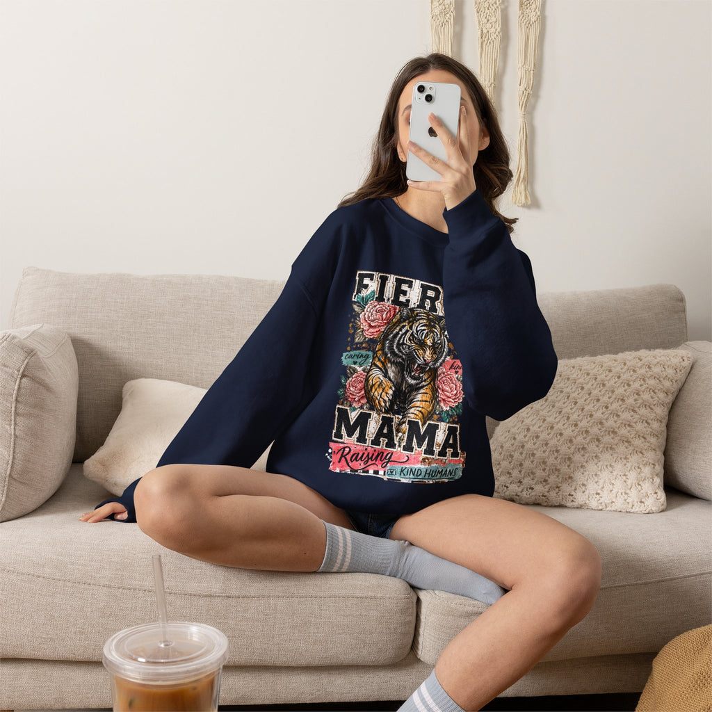 Fierce Mama Sweatshirt — 'Fierce Mama: Raising Kind Humans' Graphic Crewneck