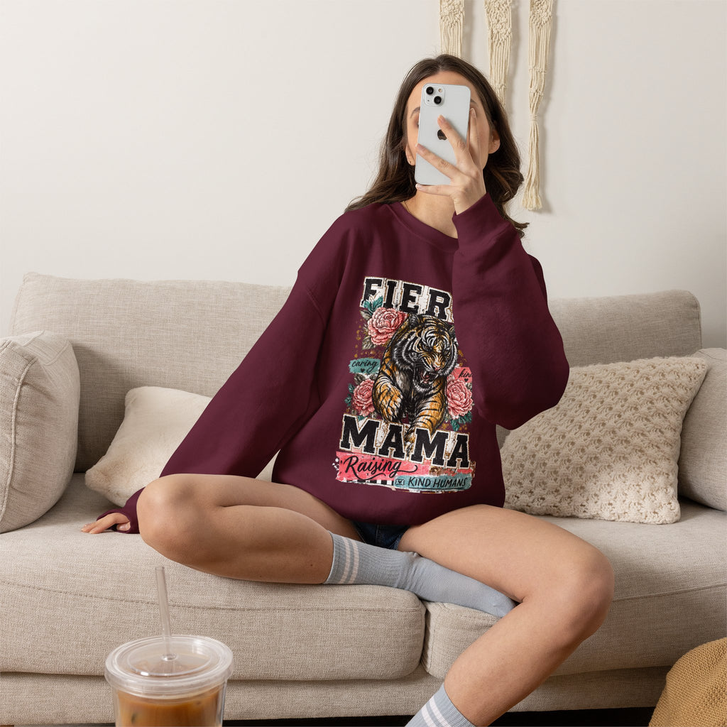Fierce Mama Sweatshirt — 'Fierce Mama: Raising Kind Humans' Graphic Crewneck