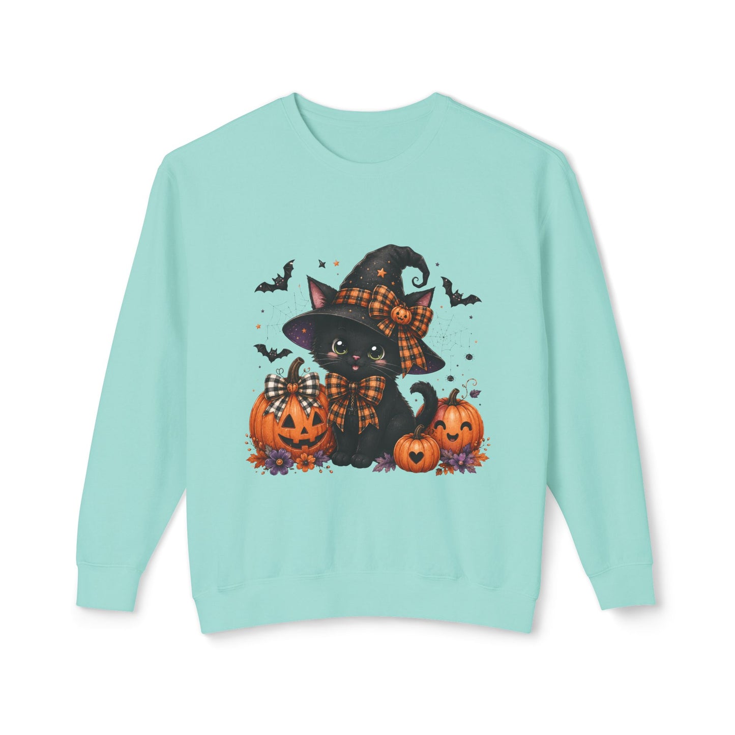 Halloween Black Cat Sweatshirt — Cute Witchy Pumpkin Crewneck