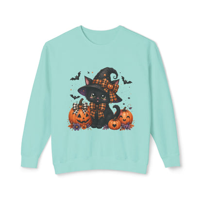 Halloween Black Cat Sweatshirt — Cute Witchy Pumpkin Crewneck