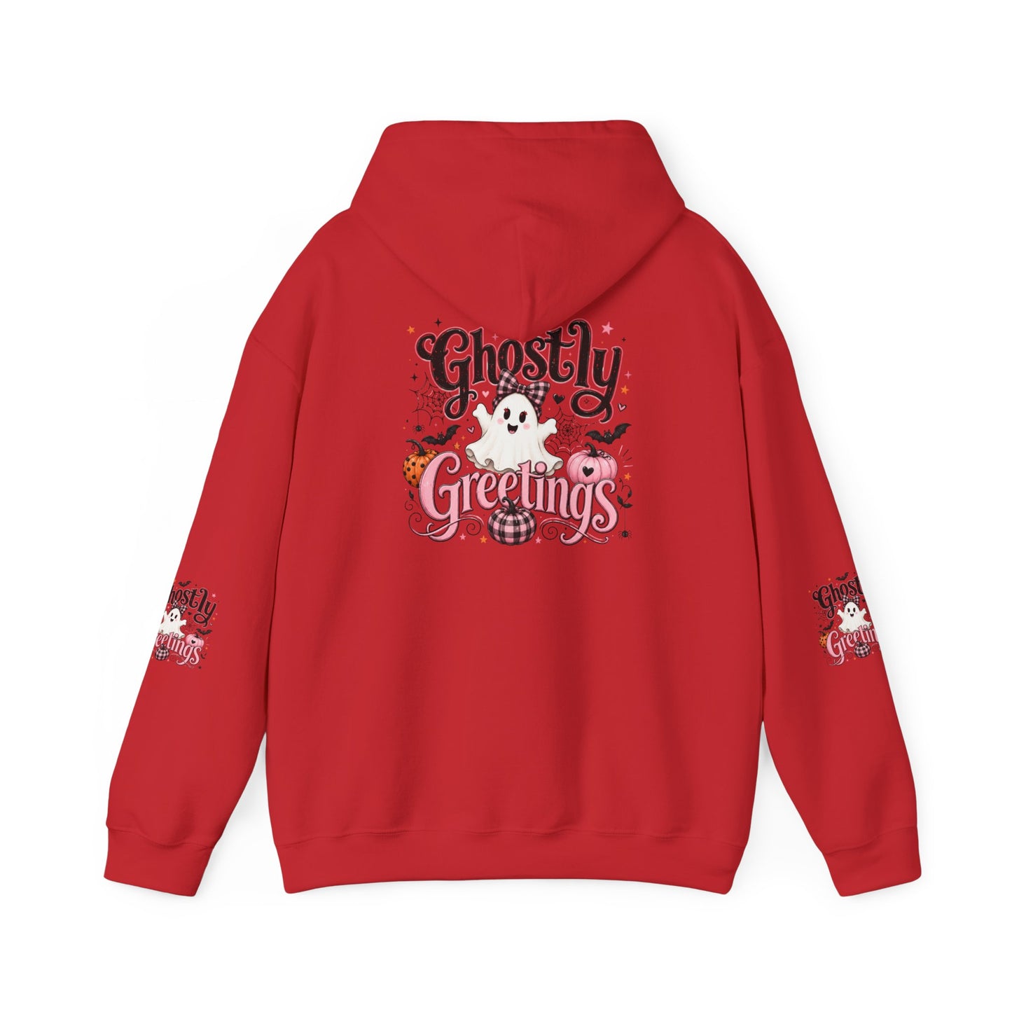 Ghostly Greetings Hoodie — Cute Retro Halloween Ghost Pullover